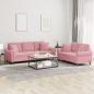 Preview: ARDEBO.de - 2-tlg. Sofagarnitur mit Kissen Rosa Samt