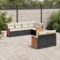 Preview: ARDEBO.de - 7-tlg. Garten-Sofagarnitur mit Kissen Schwarz Poly Rattan