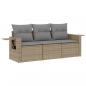 Preview: 3-tlg. Garten-Sofagarnitur mit Kissen Beige Poly Rattan