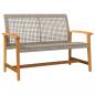 Preview: Gartenbank Grau 112 cm Poly Rattan und Akazienholz