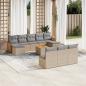 Preview: ARDEBO.de - 11-tlg. Garten-Sofagarnitur mit Kissen Beige Poly Rattan