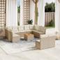 Preview: ARDEBO.de - 12-tlg. Garten-Sofagarnitur mit Kissen Beige Poly Rattan