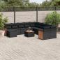 Preview: ARDEBO.de - 12-tlg. Garten-Sofagarnitur mit Kissen Schwarz Poly Rattan
