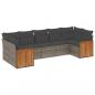 Preview: 7-tlg. Garten-Sofagarnitur mit Kissen Grau Poly Rattan