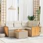 Preview: ARDEBO.de - 5-tlg. Garten-Sofagarnitur mit Kissen Beige Poly Rattan