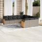 Preview: ARDEBO.de - 11-tlg. Garten-Sofagarnitur mit Kissen Grau Poly Rattan