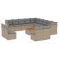 Preview: 14-tlg. Garten-Sofagarnitur mit Kissen Beige Poly Rattan