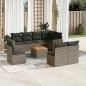 Preview: ARDEBO.de - 9-tlg. Garten-Sofagarnitur mit Kissen Grau Poly Rattan