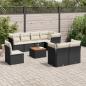 Preview: ARDEBO.de - 9-tlg. Garten-Sofagarnitur mit Kissen Schwarz Poly Rattan