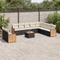 Preview: ARDEBO.de - 11-tlg. Garten-Sofagarnitur mit Kissen Schwarz Poly Rattan