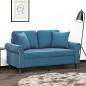 Preview: ARDEBO.de - 2-Sitzer-Sofa mit Zierkissen Blau 120 cm Samt