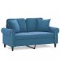 Preview: 2-Sitzer-Sofa mit Zierkissen Blau 120 cm Samt