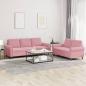Preview: ARDEBO.de - 2-tlg. Sofagarnitur mit Kissen Rosa Samt