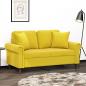 Preview: ARDEBO.de - 2-Sitzer-Sofa mit Zierkissen Gelb 120 cm Samt