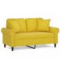 Preview: 2-Sitzer-Sofa mit Zierkissen Gelb 120 cm Samt