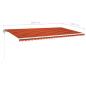 Preview: Automatische Markise mit LED & Windsensor 600x300 Orange/Braun