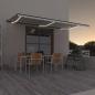 Preview: ARDEBO.de - Markise Manuell Einziehbar mit LED 600x350 cm Creme