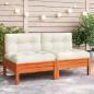 Preview: ARDEBO.de - Gartensofa ohne Armlehnen mit Kissen Wachsbraun Kiefernholz