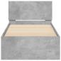 Preview: Bettgestell mit Kopfteil und LED-Leuchten Betongrau 90x190 cm