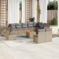 Preview: ARDEBO.de - 11-tlg. Garten-Sofagarnitur mit Kissen Beige Poly Rattan