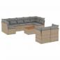 Preview: 10-tlg. Garten-Sofagarnitur mit Kissen Beige Poly Rattan