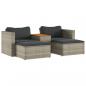 Preview: 5-tlg. Garten-Sofagarnitur mit Kissen Grau Poly Rattan Akazie