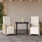 Preview: ARDEBO.de - 3-tlg. Bistro-Set mit Kissen Beige Poly Rattan
