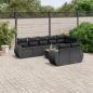 Preview: ARDEBO.de - 9-tlg. Garten-Sofagarnitur mit Kissen Schwarz Poly Rattan