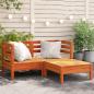 Preview: ARDEBO.de - Gartensofa 2-Sitzer mit Hocker Wachsbraun Massivholz Kiefer