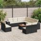 Preview: ARDEBO.de - 12-tlg. Garten-Sofagarnitur mit Kissen Schwarz Poly Rattan
