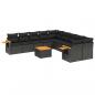 Preview: 11-tlg. Garten-Sofagarnitur mit Kissen Schwarz Poly Rattan