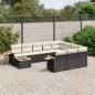 Preview: ARDEBO.de - 11-tlg. Garten-Sofagarnitur mit Kissen Schwarz Poly Rattan