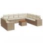 Preview: 11-tlg. Garten-Sofagarnitur mit Kissen Beige Poly Rattan