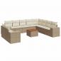 Preview: 11-tlg. Garten-Sofagarnitur mit Kissen Beige Poly Rattan