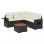 Preview: 6-tlg. Garten-Sofagarnitur mit Kissen Schwarz Poly Rattan