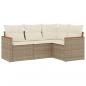 Preview: 4-tlg. Garten-Sofagarnitur mit Kissen Beige Poly Rattan
