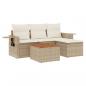 Preview: 5-tlg. Garten-Sofagarnitur mit Kissen Beige Poly Rattan