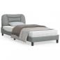 Preview: ARDEBO.de - Bettgestell mit Kopfteil Hellgrau 90x190 cm Stoff
