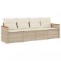 Preview: 4-tlg. Garten-Sofagarnitur mit Kissen Beige Poly Rattan