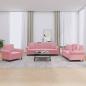 Preview: ARDEBO.de - 3-tlg. Sofagarnitur mit Kissen Rosa Samt