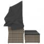 Preview: Gartensofa 2-Sitzer mit Dach und Hockern Grau Poly Rattan