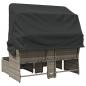Preview: Gartensofa 2-Sitzer mit Dach und Hockern Grau Poly Rattan