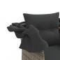 Preview: Gartensofa 2-Sitzer mit Dach und Hockern Grau Poly Rattan