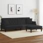 Preview: ARDEBO.de - Schlafsofa 2-Sitzer mit Kissen und Fußhocker Schwarz Samt