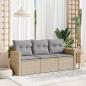 Preview: ARDEBO.de - 3-tlg. Garten-Sofagarnitur mit Kissen Beige Poly Rattan