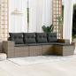 Preview: ARDEBO.de - 5-tlg. Garten-Sofagarnitur mit Kissen Grau Poly Rattan