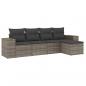 Preview: 5-tlg. Garten-Sofagarnitur mit Kissen Grau Poly Rattan