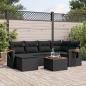 Preview: ARDEBO.de - 7-tlg. Garten-Sofagarnitur mit Kissen Schwarz Poly Rattan