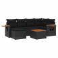 Preview: 7-tlg. Garten-Sofagarnitur mit Kissen Schwarz Poly Rattan