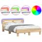 Preview: Bettgestell mit Kopfteil LED-Beleuchtung Sonoma-Eiche 135x190cm